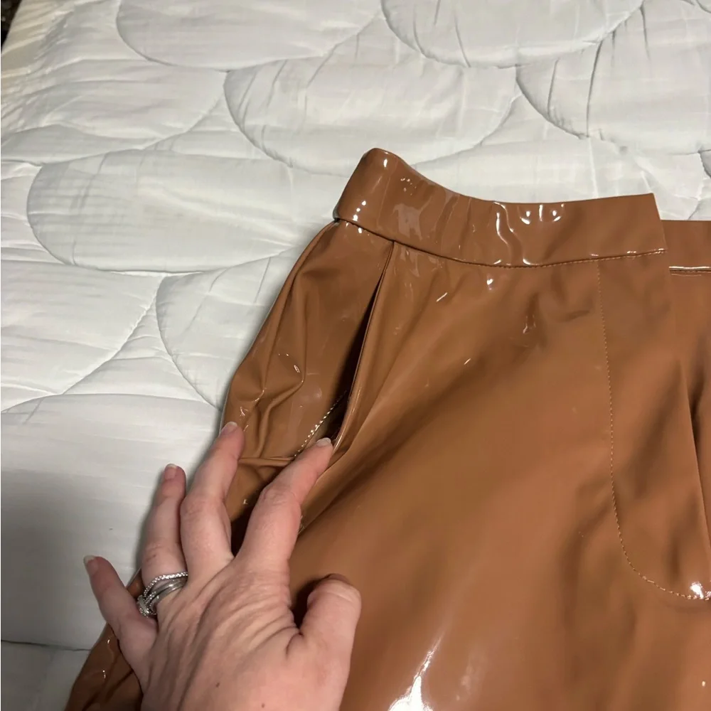 Anthropologie Sunday in Brooklyn Glossy Brown Pencil Skirt - Picture 10 of 13